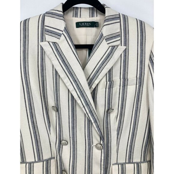 Ralph Lauren Blazer Jacket Size 12 Ivory Blue New - Picture 2 of 12